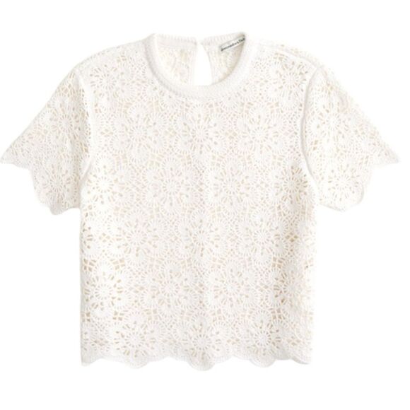 ABERCROMBIE AND FITCH Crochet-Style‎ Floral Lace Tee, Size XSMALL - Picture 1 of 13